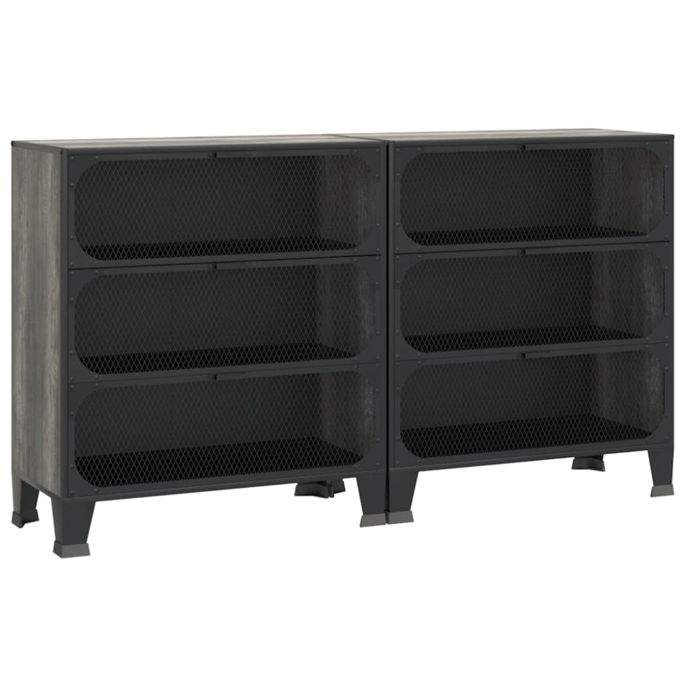 vidaXL Dulapuri de depozitare, 2 buc., gri, 72x36x82 cm, metal/MDF