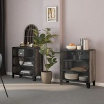 vidaXL Dulapuri de depozitare, 2 buc., gri, 72x36x82 cm, metal/MDF vidaXL Dulapuri de depozitare, 2 buc., gri, 72x36x82 cm, metal/MDF