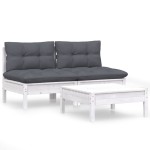 vidaXL Set mobilier grădină cu perne, antracit, 3 piese, lemn de pin vidaXL Set mobilier grădină cu perne, antracit, 3 piese, lemn de pin
