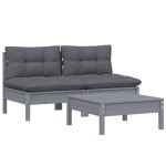 vidaXL Set mobilier grădină cu perne antracit, 3 piese, lemn de pin vidaXL Set mobilier grădină cu perne antracit, 3 piese, lemn de pin