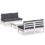 vidaXL Set mobilier grădină cu perne antracit, 5 piese, lemn de pin vidaXL Set mobilier grădină cu perne antracit, 5 piese, lemn de pin