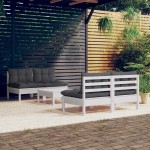 vidaXL Set mobilier grădină cu perne antracit, 5 piese, lemn de pin vidaXL Set mobilier grădină cu perne antracit, 5 piese, lemn de pin