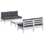 vidaXL Set mobilier grădină cu perne antracit, 5 piese, lemn de pin vidaXL Set mobilier grădină cu perne antracit, 5 piese, lemn de pin