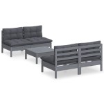 vidaXL Set mobilier grădină cu perne antracit, 5 piese, lemn de pin