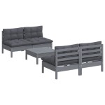 vidaXL Set mobilier grădină cu perne antracit, 5 piese, lemn de pin
