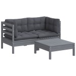 vidaXL Set mobilier grădină cu perne, antracit, 3 piese, lemn de pin vidaXL Set mobilier grădină cu perne, antracit, 3 piese, lemn de pin