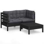 vidaXL Set mobilier grădină cu perne antracit, 3 piese, lemn de pin vidaXL Set mobilier grădină cu perne antracit, 3 piese, lemn de pin