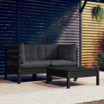 vidaXL Set mobilier grădină cu perne antracit, 3 piese, lemn de pin vidaXL Set mobilier grădină cu perne antracit, 3 piese, lemn de pin