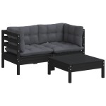 vidaXL Set mobilier grădină cu perne antracit, 3 piese, lemn de pin vidaXL Set mobilier grădină cu perne antracit, 3 piese, lemn de pin