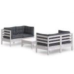 vidaXL Set mobilier grădină cu perne antracit, 5 piese, lemn de pin vidaXL Set mobilier grădină cu perne antracit, 5 piese, lemn de pin