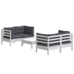 vidaXL Set mobilier grădină cu perne antracit, 5 piese, lemn de pin vidaXL Set mobilier grădină cu perne antracit, 5 piese, lemn de pin