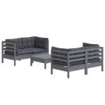vidaXL Set mobilier grădină cu perne antracit, 5 piese, lemn de pin