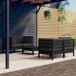 vidaXL Set mobilier grădină cu perne antracit, 5 piese, lemn de pin vidaXL Set mobilier grădină cu perne antracit, 5 piese, lemn de pin