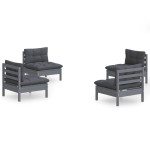 vidaXL Set mobilier grădină cu perne antracit, 4 piese, lemn de pin vidaXL Set mobilier grădină cu perne antracit, 4 piese, lemn de pin