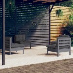 vidaXL Set mobilier grădină cu perne antracit, 4 piese, lemn de pin vidaXL Set mobilier grădină cu perne antracit, 4 piese, lemn de pin