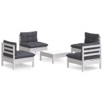 vidaXL Set mobilier grădină cu perne antracit, 5 piese, lemn de pin vidaXL Set mobilier grădină cu perne antracit, 5 piese, lemn de pin
