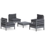 vidaXL Set mobilier grădină cu perne antracit, 5 piese, lemn de pin vidaXL Set mobilier grădină cu perne antracit, 5 piese, lemn de pin