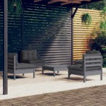 vidaXL Set mobilier grădină cu perne antracit, 5 piese, lemn de pin vidaXL Set mobilier grădină cu perne antracit, 5 piese, lemn de pin