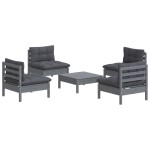 vidaXL Set mobilier grădină cu perne antracit, 5 piese, lemn de pin vidaXL Set mobilier grădină cu perne antracit, 5 piese, lemn de pin