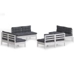 vidaXL Set mobilier de grădină cu perne, 8 piese, antracit, lemn pin vidaXL Set mobilier de grădină cu perne, 8 piese, antracit, lemn pin