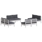 vidaXL Set mobilier de grădină cu perne, 8 piese, antracit, lemn pin vidaXL Set mobilier de grădină cu perne, 8 piese, antracit, lemn pin