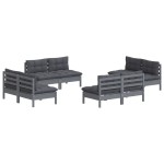 vidaXL Set mobilier de grădină cu perne, 8 piese, antracit, lemn pin vidaXL Set mobilier de grădină cu perne, 8 piese, antracit, lemn pin