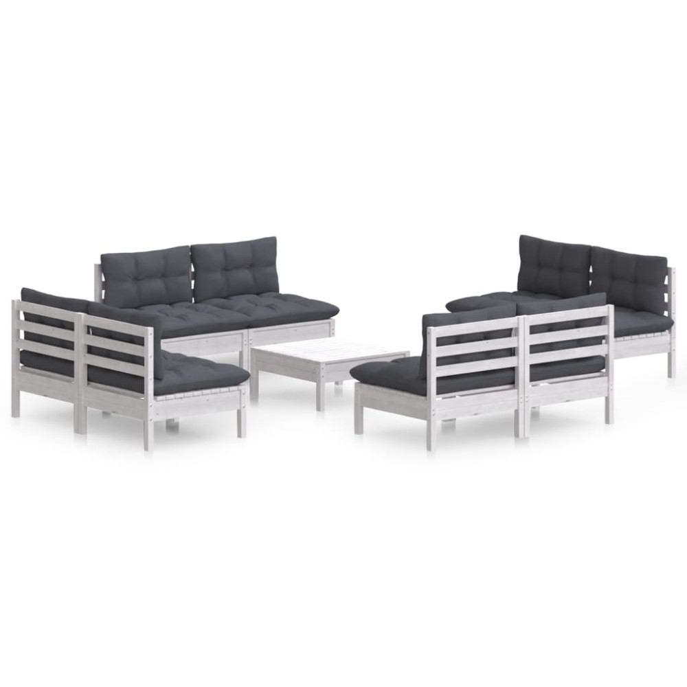 vidaXL Set mobilier grădină cu perne, 5 piese, antracit, lemn de pin