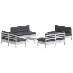vidaXL Set mobilier grădină cu perne, 5 piese, antracit, lemn de pin
