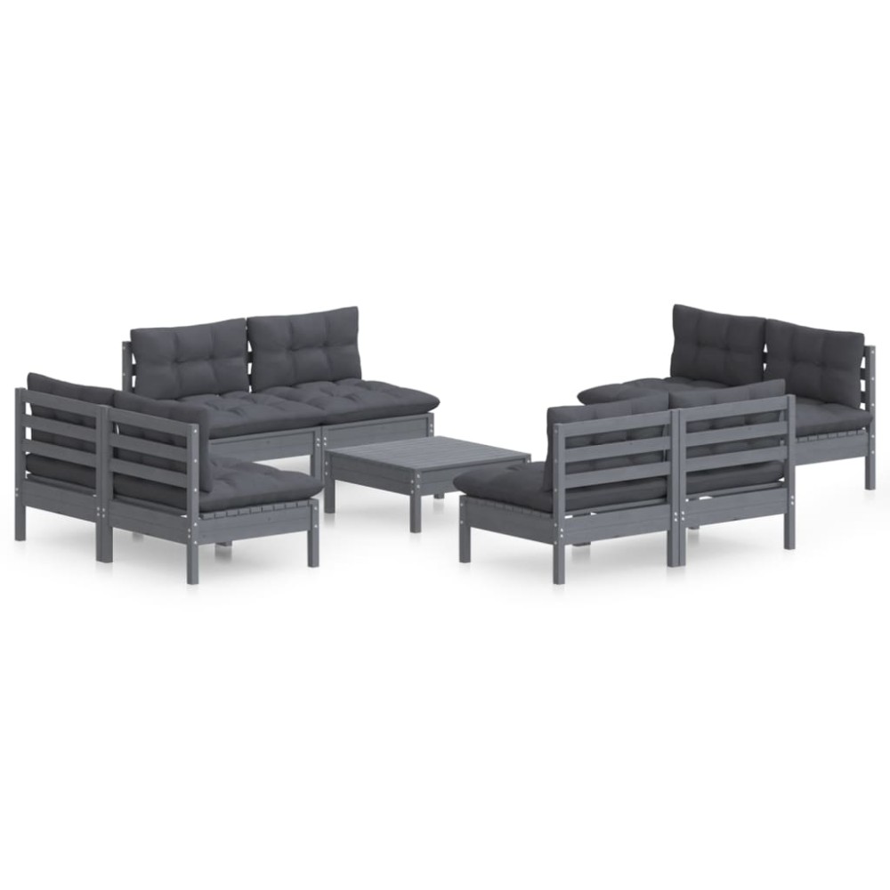 vidaXL Set mobilier grădină cu perne, 5 piese, antracit, lemn de pin