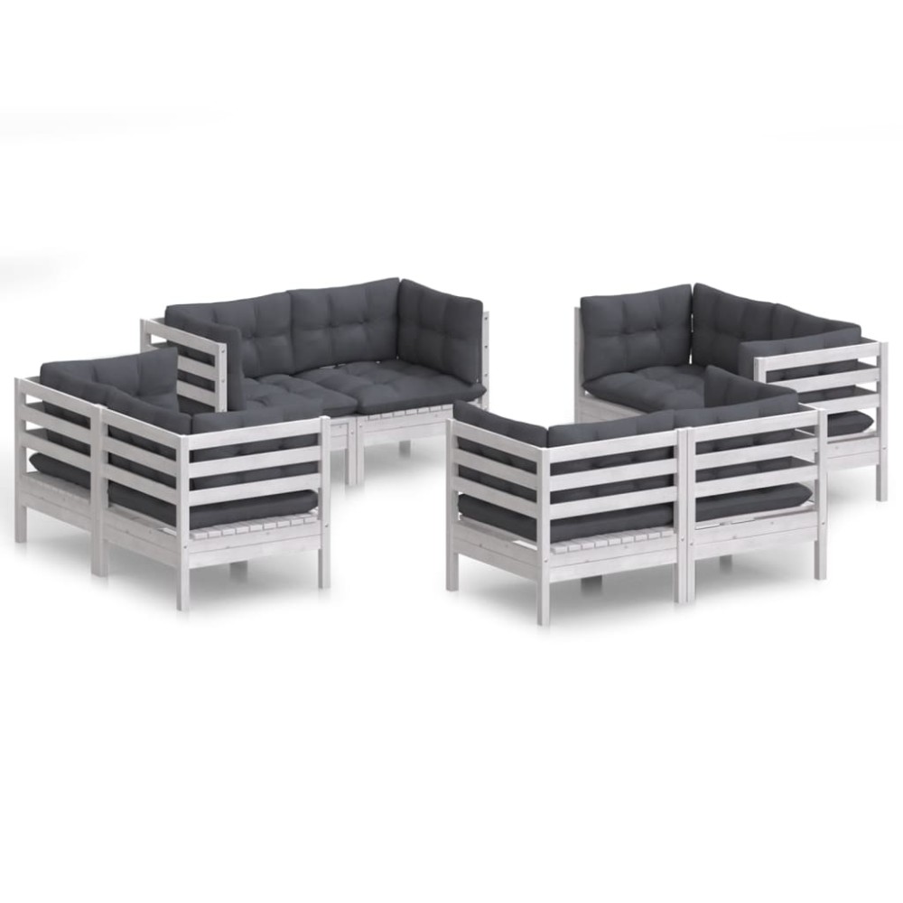 vidaXL Set mobilier de grădină cu perne, 8 piese, antracit, lemn pin