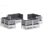 vidaXL Set mobilier de grădină cu perne, 8 piese, antracit, lemn pin