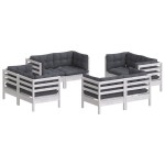 vidaXL Set mobilier de grădină cu perne, 8 piese, antracit, lemn pin