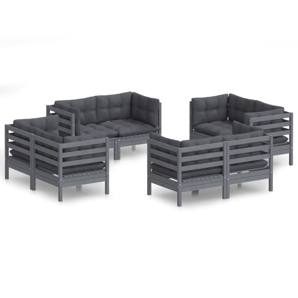 vidaXL Set mobilier de grădină cu perne, 8 piese, antracit, lemn pin