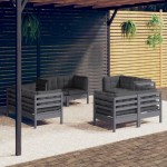 vidaXL Set mobilier de grădină cu perne, 8 piese, antracit, lemn pin vidaXL Set mobilier de grădină cu perne, 8 piese, antracit, lemn pin