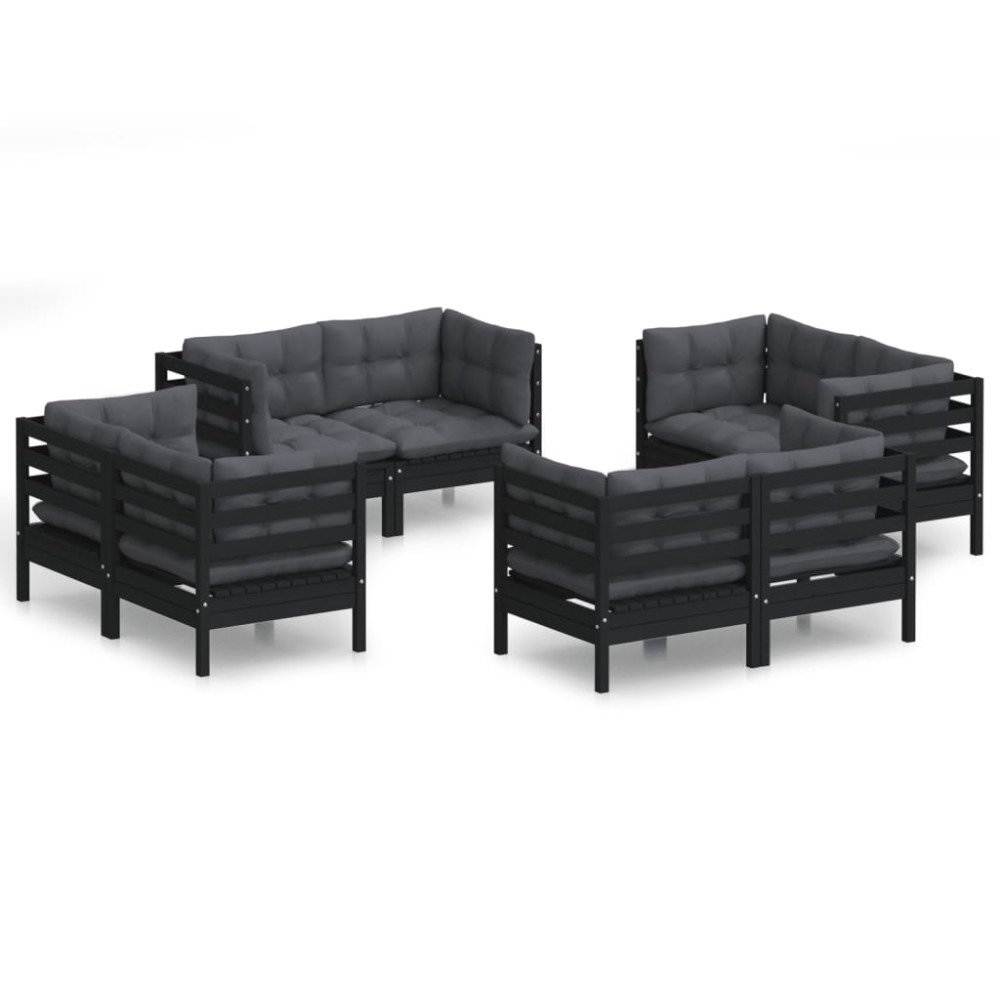 vidaXL Set mobilier de grădină cu perne, 8 piese, antracit, lemn pin