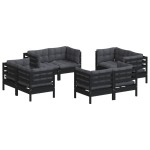 vidaXL Set mobilier de grădină cu perne, 8 piese, antracit, lemn pin vidaXL Set mobilier de grădină cu perne, 8 piese, antracit, lemn pin