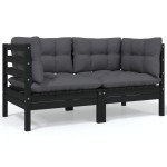 vidaXL Set mobilier de grădină cu perne, 8 piese, antracit, lemn pin vidaXL Set mobilier de grădină cu perne, 8 piese, antracit, lemn pin