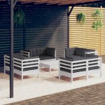 vidaXL Set mobilier de grădină cu perne, 9 piese, antracit, lemn pin vidaXL Set mobilier de grădină cu perne, 9 piese, antracit, lemn pin