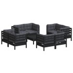 vidaXL Set mobilier de grădină cu perne, 9 piese, antracit, lemn pin vidaXL Set mobilier de grădină cu perne, 9 piese, antracit, lemn pin