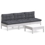 vidaXL Set mobilier grădină cu perne antracit, 4 piese, lemn de pin vidaXL Set mobilier grădină cu perne antracit, 4 piese, lemn de pin