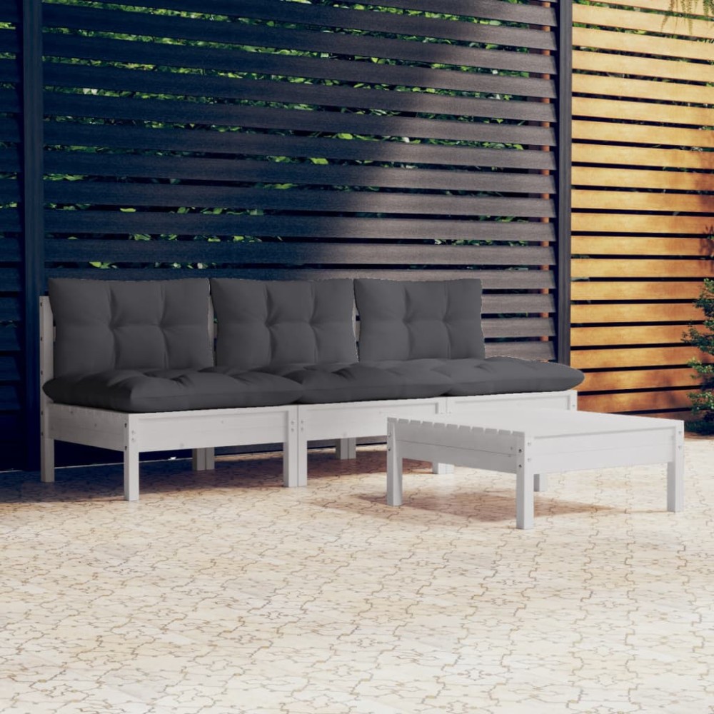 vidaXL Set mobilier grădină cu perne antracit, 4 piese, lemn de pin