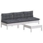 vidaXL Set mobilier grădină cu perne antracit, 4 piese, lemn de pin vidaXL Set mobilier grădină cu perne antracit, 4 piese, lemn de pin