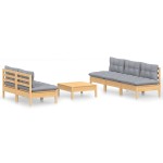 vidaXL Set mobilier grădină cu perne gri, 6 piese, lemn de pin vidaXL Set mobilier grădină cu perne gri, 6 piese, lemn de pin