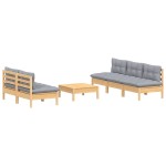 vidaXL Set mobilier grădină cu perne gri, 6 piese, lemn de pin vidaXL Set mobilier grădină cu perne gri, 6 piese, lemn de pin