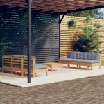 vidaXL Set mobilier grădină cu perne gri, 7 piese, lemn masiv de pin vidaXL Set mobilier grădină cu perne gri, 7 piese, lemn masiv de pin