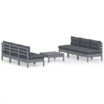 vidaXL Set mobilier grădină cu perne antracit, 7 piese, lemn masiv pin