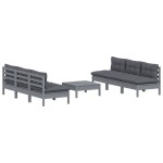 vidaXL Set mobilier grădină cu perne antracit, 7 piese, lemn masiv pin