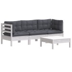 vidaXL Set mobilier grădină cu perne antracit, 4 piese, lemn de pin vidaXL Set mobilier grădină cu perne antracit, 4 piese, lemn de pin
