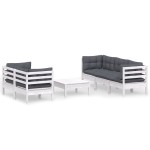 vidaXL Set mobilier grădină cu perne antracit, 6 piese, lemn masiv pin vidaXL Set mobilier grădină cu perne antracit, 6 piese, lemn masiv pin