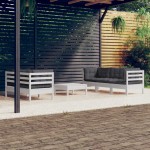 vidaXL Set mobilier grădină cu perne antracit, 6 piese, lemn masiv pin vidaXL Set mobilier grădină cu perne antracit, 6 piese, lemn masiv pin